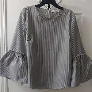 BLOUSE EUC BLACK AND WHITE STRIPES